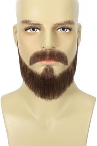 Soft Hand Knotted Human Hair Mustache Realistic Fake Full Be view 2