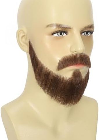 Soft Hand Knotted Human Hair Mustache Realistic Fake Full Be view 5