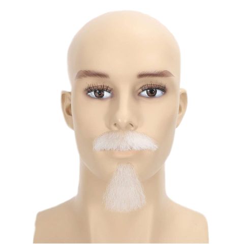 Realistic White Hair Fake Beard and Goatee Hand Knotted Hall view 4