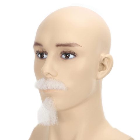 Realistic White Hair Fake Beard and Goatee Hand Knotted Hall view 5