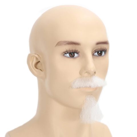 Realistic White Hair Fake Beard and Goatee Hand Knotted Hall view 6
