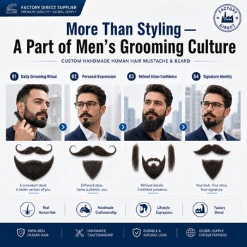 Brown Realistic Handmade Fake Mustache Beard Remy Hair Grade Indian Hair Lace Tied Facial for Funny Cosplay Party Costumes