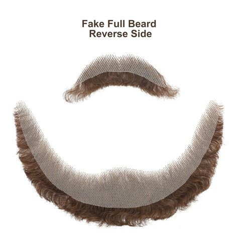Custom Handmade Realistic Curly Thick Brown Mustache Human H view 4