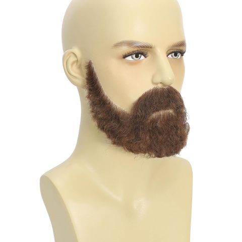 Custom Handmade Realistic Curly Thick Brown Mustache Human H view 6