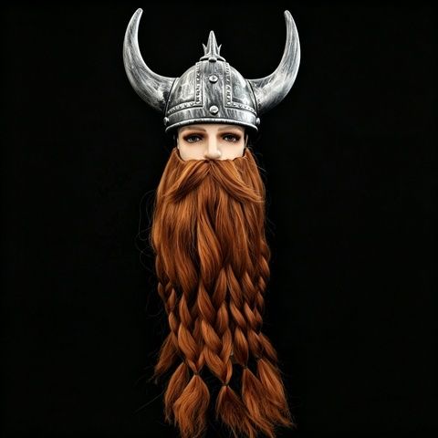 Brown Synthetic Hair Fake Beard Novelty Viking Dwarf Pre-Sty view 8