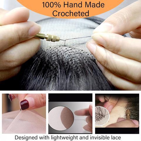 Natural Realistic 100% Human Hair Handmade Invisible Lace Fa view 4