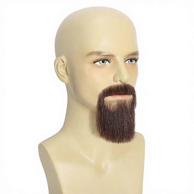 Natural Realistic 100% Human Hair Handmade Invisible Lace Fake Beard Mustache for Entertainment/Drama/Parties/Cosplay/Halloween
