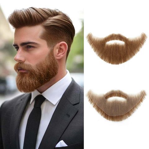 Realistic Reusable Fake Beard Human Hair Handmade Lace Invis view 2