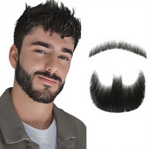 Realistic Reusable Fake Beard Human Hair Handmade Lace Invis view 8