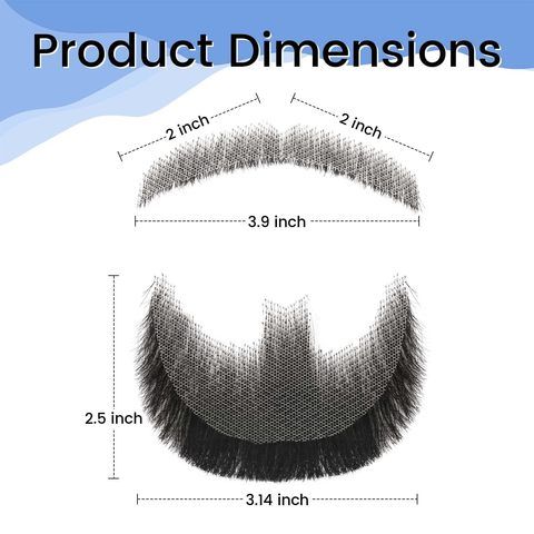 Human Hair Beard Goatee 100% Handmade Soft Lace Invisible Fa view 3