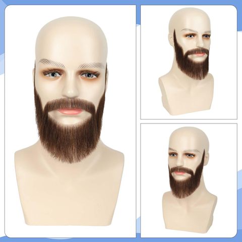 100% Human Hair Mustache Complete Full Chin Hair Beard Suita view 2