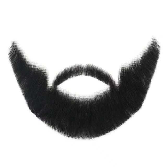 Complete Full Chin Hair Beard 100% Human Hair Mustache Handmade Lace Invisible Fake Beard for Makeup Stage Cosplay Costume Party
