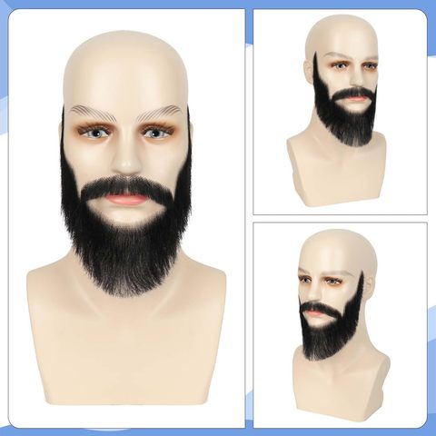 Complete Full Chin Hair Beard 100% Human Hair Mustache Handm view 2