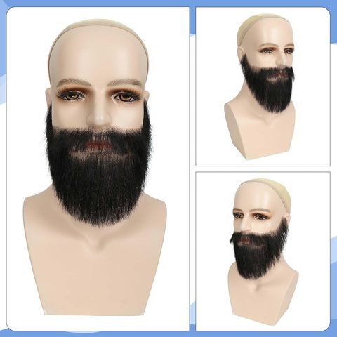 Complete Full Chin Hair Beard 100% Human Hair Mustache Handm view 4