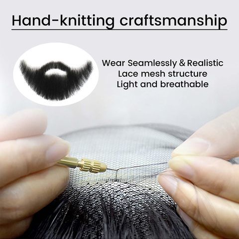 Complete Full Chin Hair Beard 100% Human Hair Mustache Handm view 6