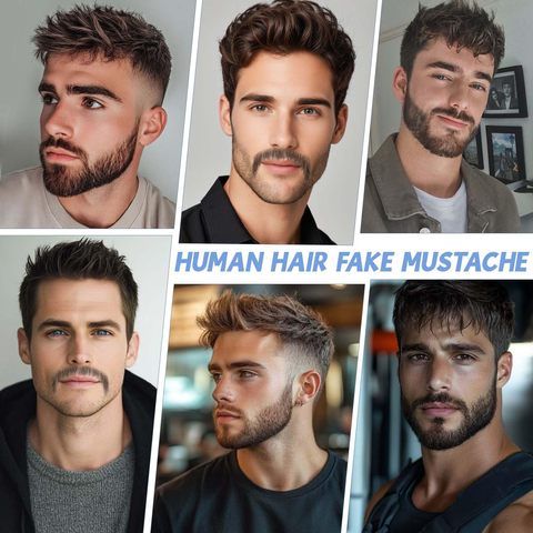 Complete Full Chin Hair Beard 100% Human Hair Mustache Handm view 7