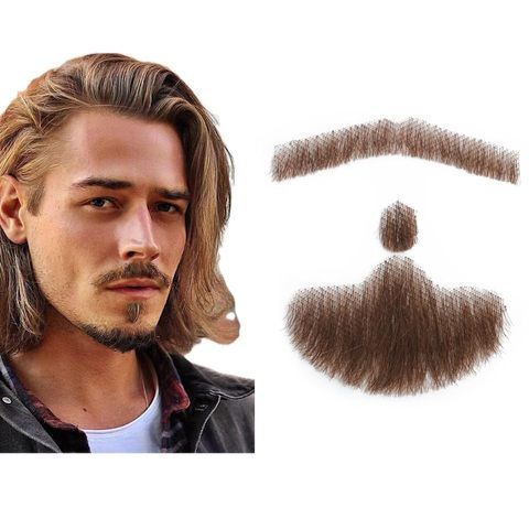 Fake Mustache Beard Natural Looking Human Hair Handmade Invi view 2