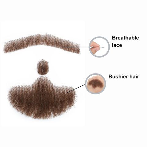 Fake Mustache Beard Natural Looking Human Hair Handmade Invi view 3