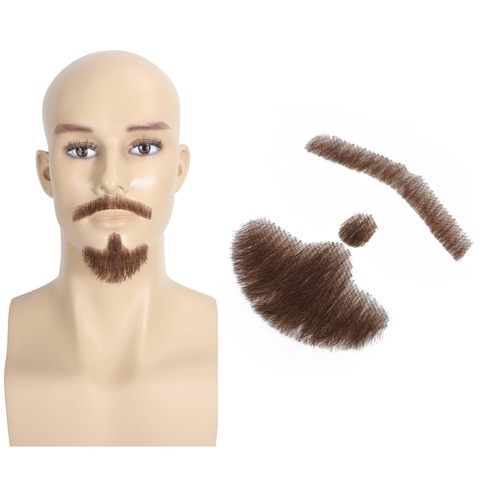 Fake Mustache Beard Natural Looking Human Hair Handmade Invi view 6