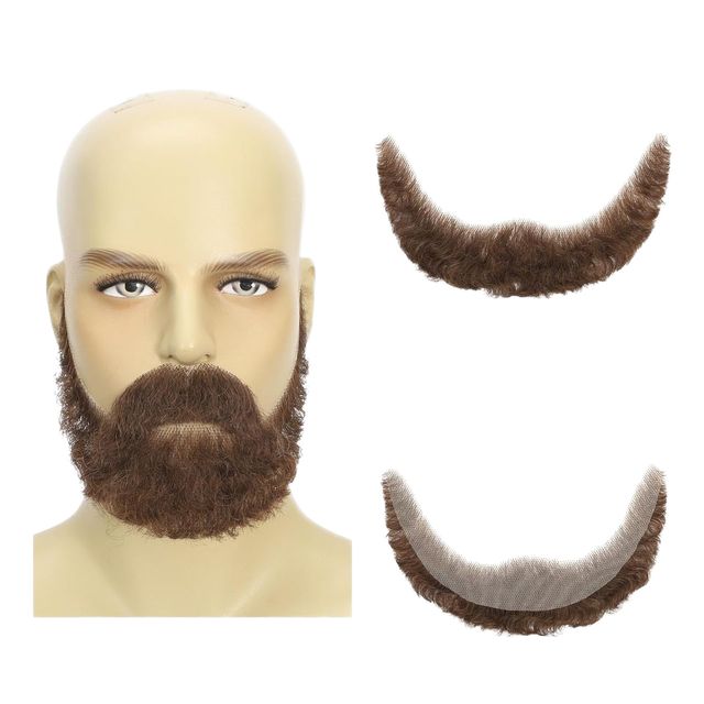 Custom Handmade Human Hair Mustache/Emergency Moustache & Beard for Game Character Cosplay and Promo Events