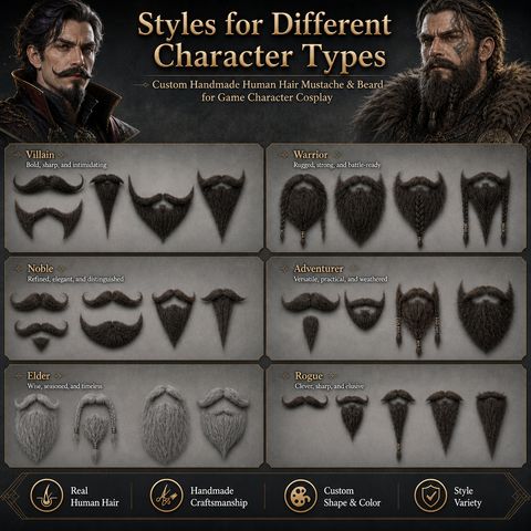Custom Handmade Human Hair Mustache/Emergency Moustache & view 6