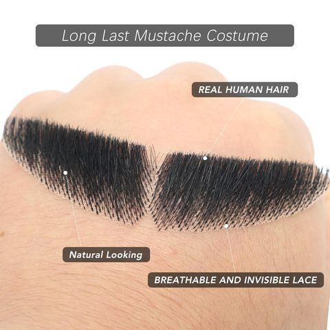 Fake Mustache Straight Mustache Human Hair Straight Beard In view 3
