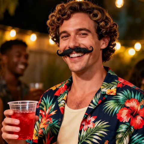 Handmade Invisible Lace Realistic Human Hair Fake Mustache B view 5