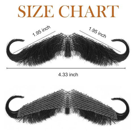 Handmade Invisible Lace Realistic Human Hair Fake Mustache B view 6