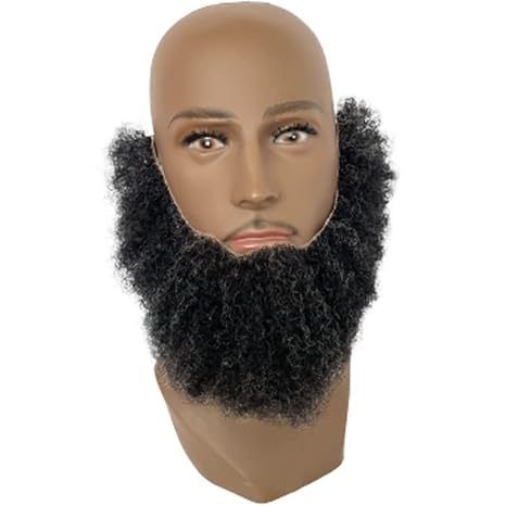 Black Mixed Grey Color Human Hair Afro Curl Face Beard Musta view 2