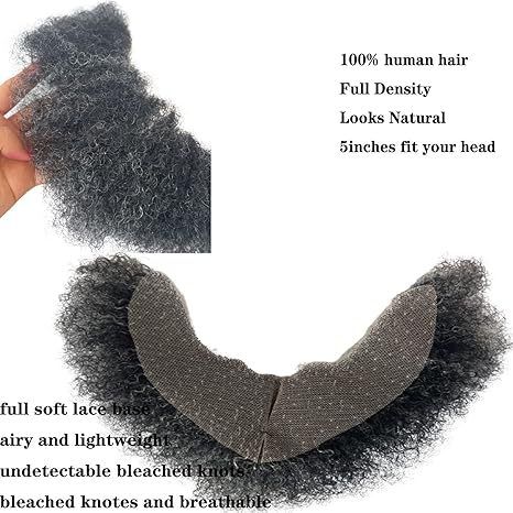 Black Mixed Grey Color Human Hair Afro Curl Face Beard Musta view 4