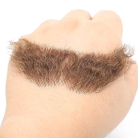 Fake Mustache Natural Realistic 100% Human Hair Fake Beard H view 5